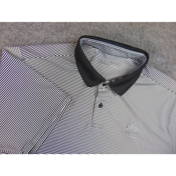 Belfair‎ Golf Shirt Mens Large Loose Fit Black White Stripe Underarmour - Picture 1 of 8